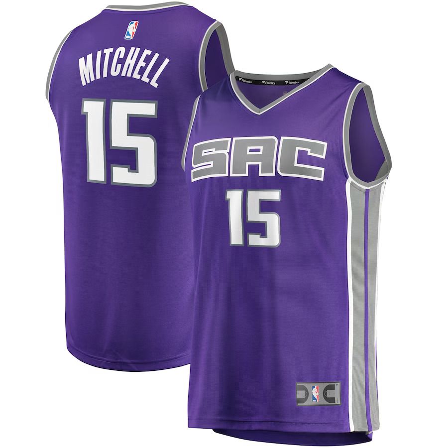 Men Sacramento Kings 15 Davion Mitchell Fanatics Branded Purple Fast Break Player NBA Jersey